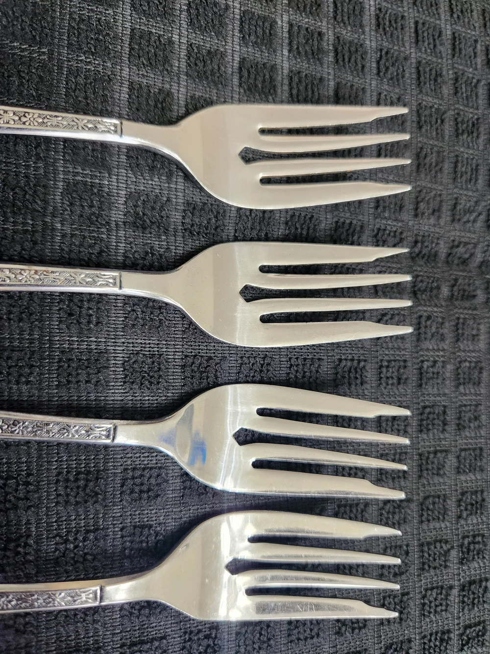 4 Japanese 1960s Flower Floral Interpur Florenz Stainless Steel Dinner Forks